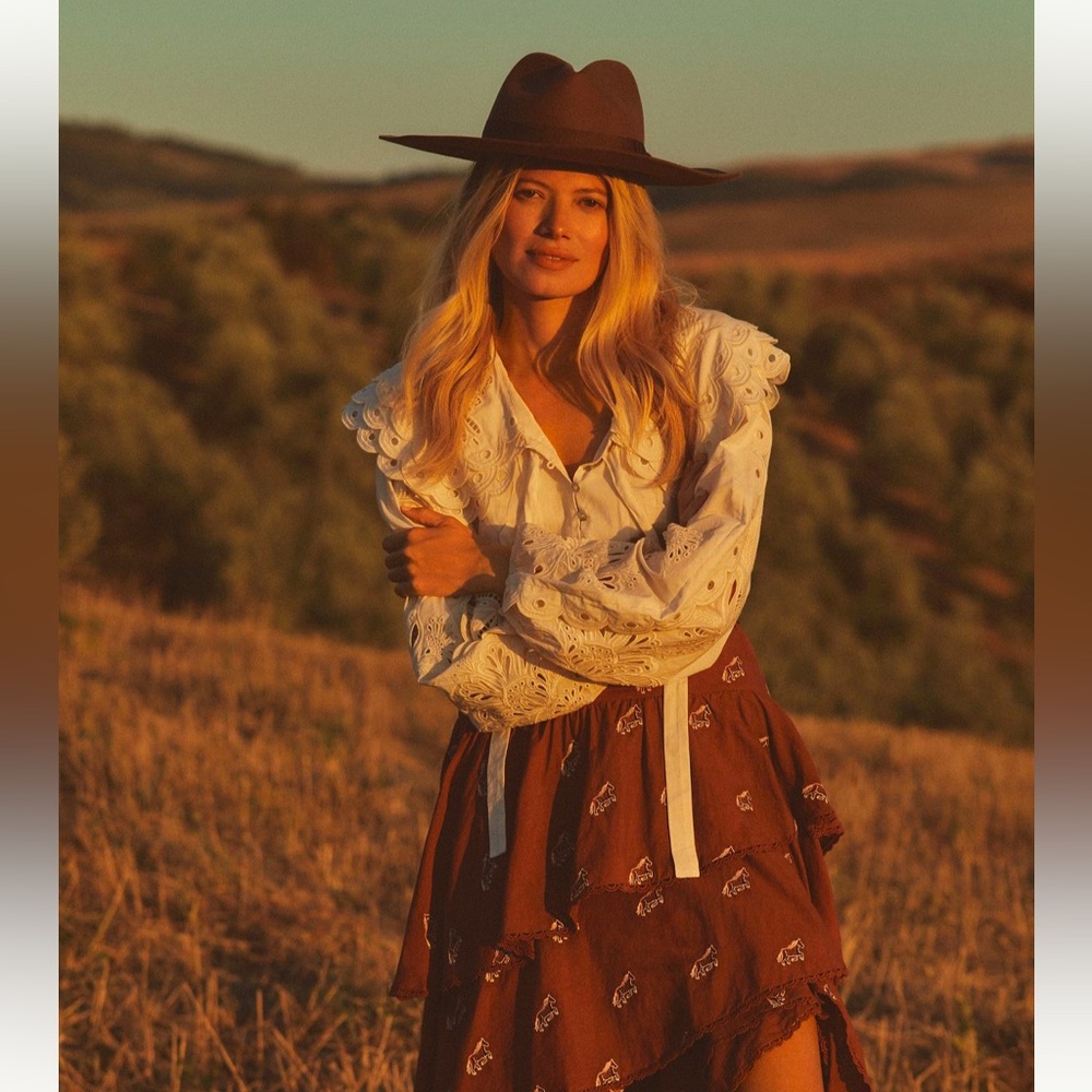 Wyeth Long Brim Rancher Hat in Brown